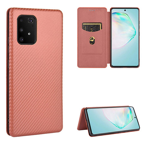 Custodia Portafoglio In Pelle Cover con Supporto L02Z per Samsung Galaxy A91 Marrone