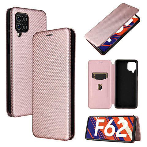 Custodia Portafoglio In Pelle Cover con Supporto L02Z per Samsung Galaxy F62 5G Oro Rosa