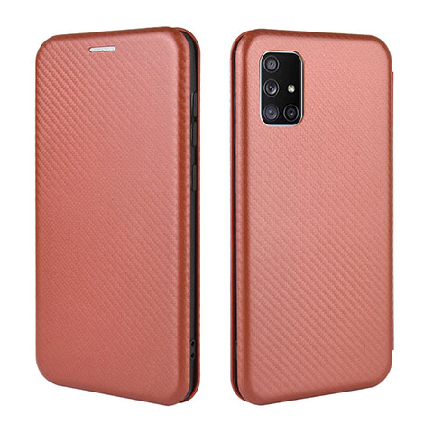 Custodia Portafoglio In Pelle Cover con Supporto L02Z per Samsung Galaxy M51 Marrone