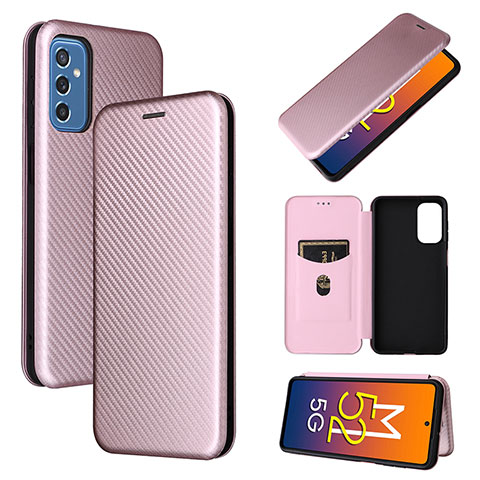 Custodia Portafoglio In Pelle Cover con Supporto L02Z per Samsung Galaxy M52 5G Oro Rosa