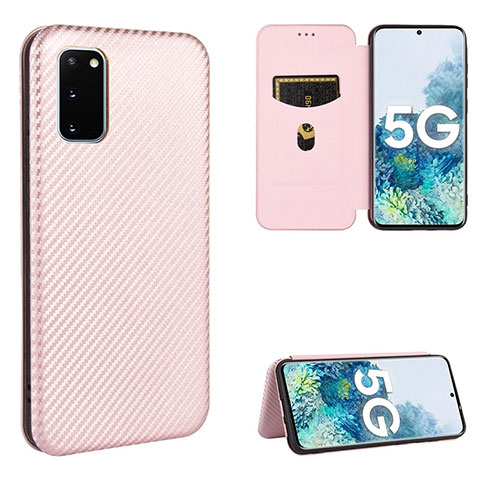 Custodia Portafoglio In Pelle Cover con Supporto L02Z per Samsung Galaxy S20 Lite 5G Oro Rosa