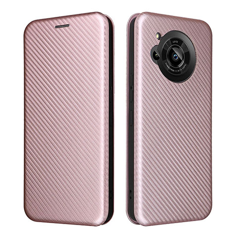 Custodia Portafoglio In Pelle Cover con Supporto L02Z per Sharp Aquos R7 Oro Rosa