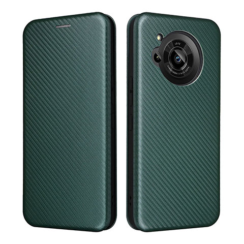 Custodia Portafoglio In Pelle Cover con Supporto L02Z per Sharp Aquos R7 Verde