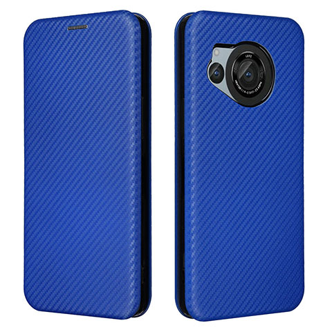 Custodia Portafoglio In Pelle Cover con Supporto L02Z per Sharp Aquos R8 Blu