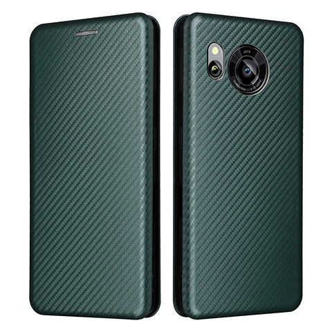 Custodia Portafoglio In Pelle Cover con Supporto L02Z per Sharp Aquos Sense7 Verde