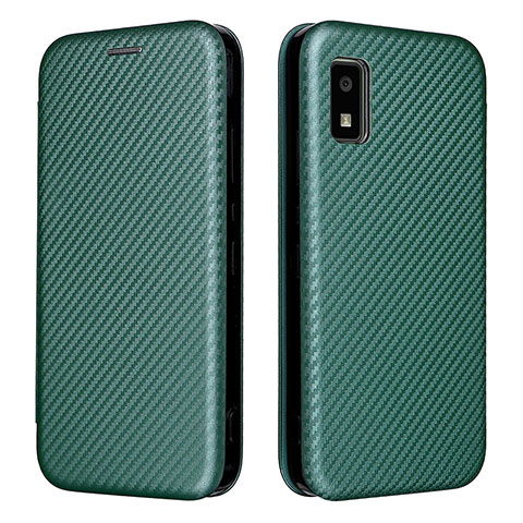 Custodia Portafoglio In Pelle Cover con Supporto L02Z per Sharp Aquos wish Verde