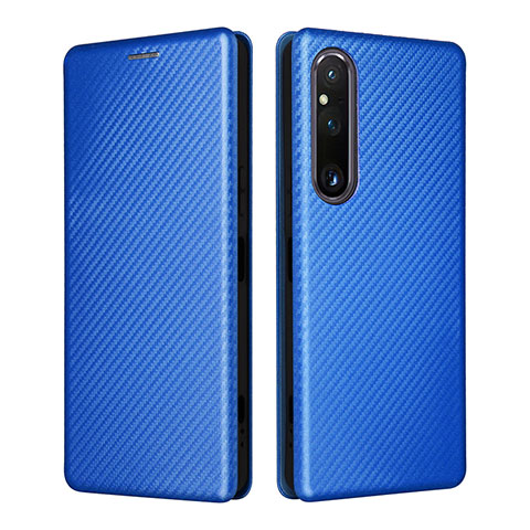 Custodia Portafoglio In Pelle Cover con Supporto L02Z per Sony Xperia 1 V Blu