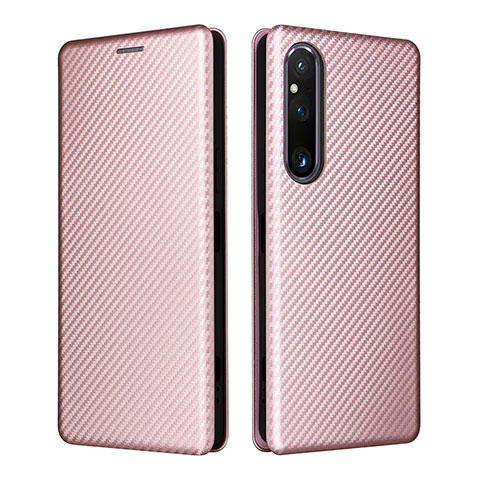 Custodia Portafoglio In Pelle Cover con Supporto L02Z per Sony Xperia 1 V Oro Rosa