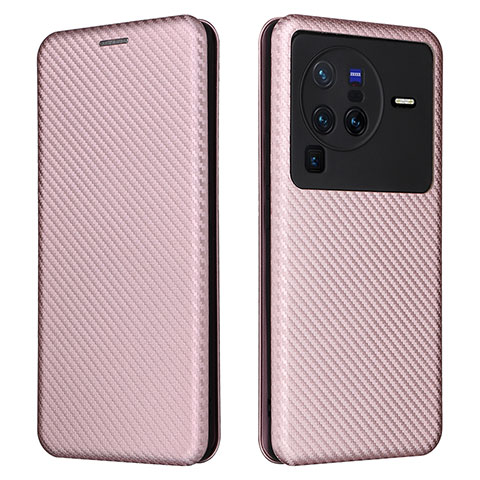 Custodia Portafoglio In Pelle Cover con Supporto L02Z per Vivo X80 Pro 5G Oro Rosa