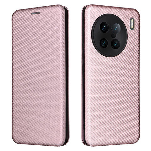 Custodia Portafoglio In Pelle Cover con Supporto L02Z per Vivo X90 Pro+ Plus 5G Oro Rosa