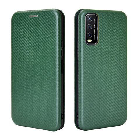 Custodia Portafoglio In Pelle Cover con Supporto L02Z per Vivo Y11s Verde