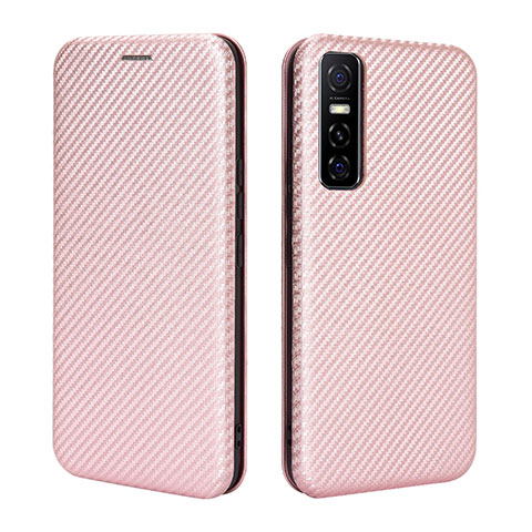 Custodia Portafoglio In Pelle Cover con Supporto L02Z per Vivo Y73s 5G Oro Rosa