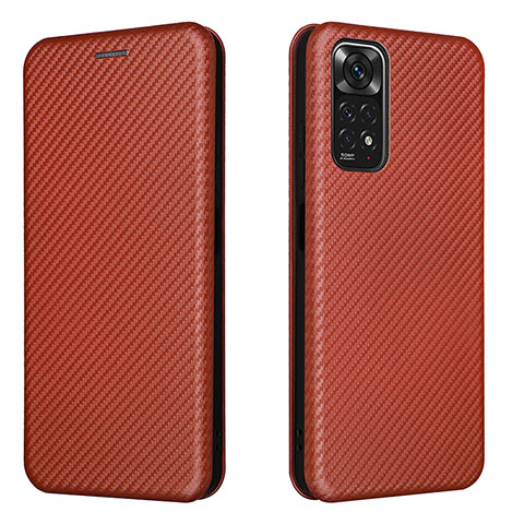 Custodia Portafoglio In Pelle Cover con Supporto L02Z per Xiaomi Redmi Note 11S 4G Marrone