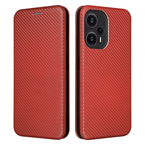 Custodia Portafoglio In Pelle Cover con Supporto L02Z per Xiaomi Redmi Note 12 Turbo 5G Marrone