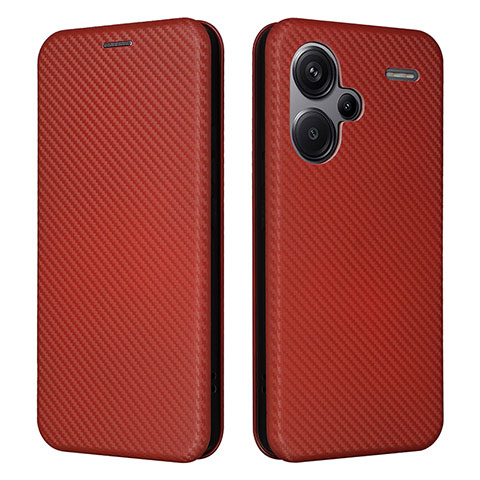 Custodia Portafoglio In Pelle Cover con Supporto L02Z per Xiaomi Redmi Note 13 Pro+ Plus 5G Marrone