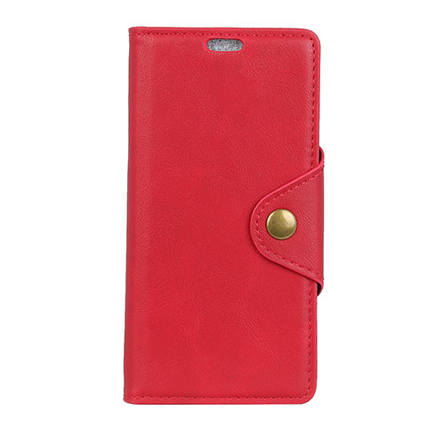 Custodia Portafoglio In Pelle Cover con Supporto L03 per Alcatel 1 Rosso