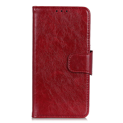 Custodia Portafoglio In Pelle Cover con Supporto L03 per Alcatel 1X (2019) Rosso