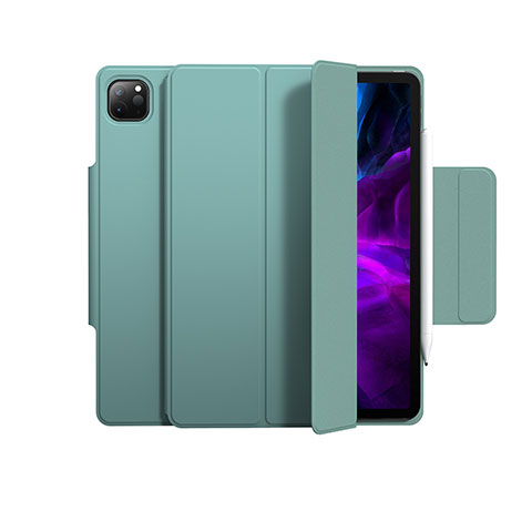 Custodia Portafoglio In Pelle Cover con Supporto L03 per Apple iPad Pro 12.9 (2021) Verde