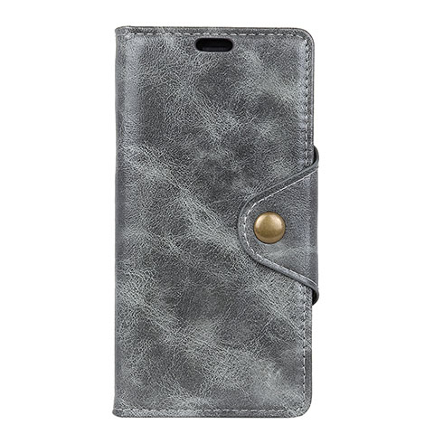 Custodia Portafoglio In Pelle Cover con Supporto L03 per HTC U12 Plus Grigio