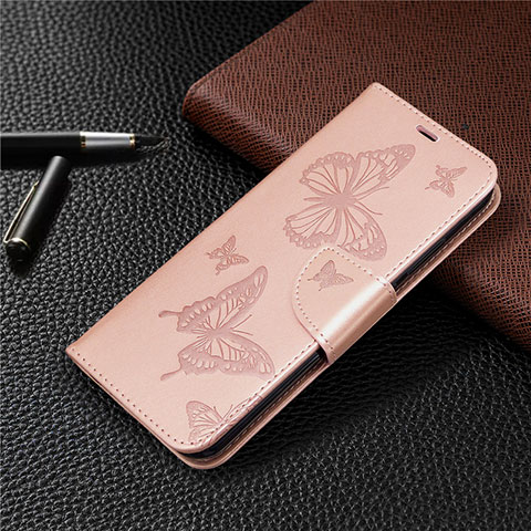 Custodia Portafoglio In Pelle Cover con Supporto L03 per Huawei Y7p Oro Rosa