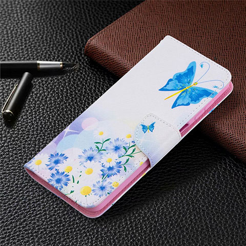 Custodia Portafoglio In Pelle Cover con Supporto L03 per Samsung Galaxy A12 Azzurro