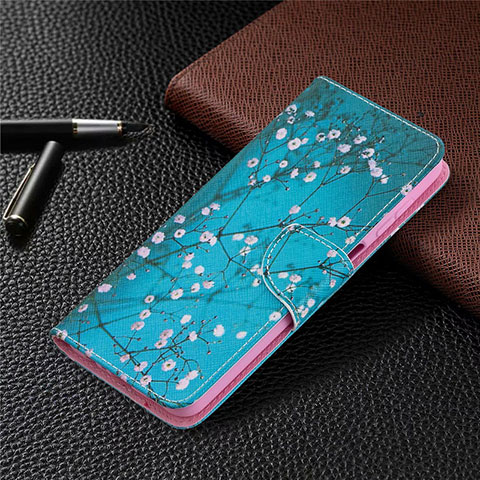 Custodia Portafoglio In Pelle Cover con Supporto L03 per Samsung Galaxy A12 Cielo Blu