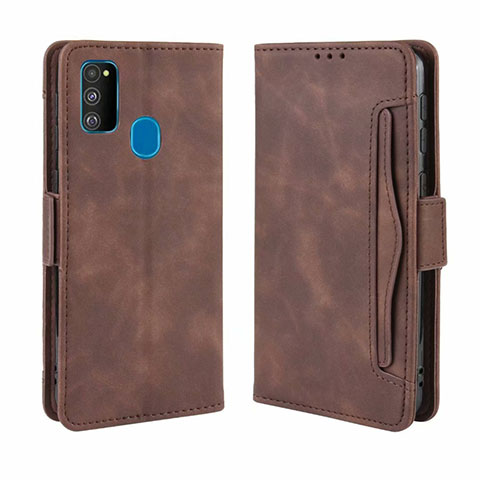 Custodia Portafoglio In Pelle Cover con Supporto L03 per Samsung Galaxy M21 Marrone