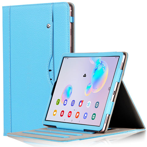 Custodia Portafoglio In Pelle Cover con Supporto L03 per Samsung Galaxy Tab S6 10.5 SM-T860 Cielo Blu