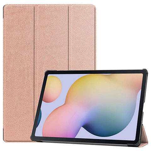 Custodia Portafoglio In Pelle Cover con Supporto L03 per Samsung Galaxy Tab S7 Plus 5G 12.4 SM-T976 Oro Rosa