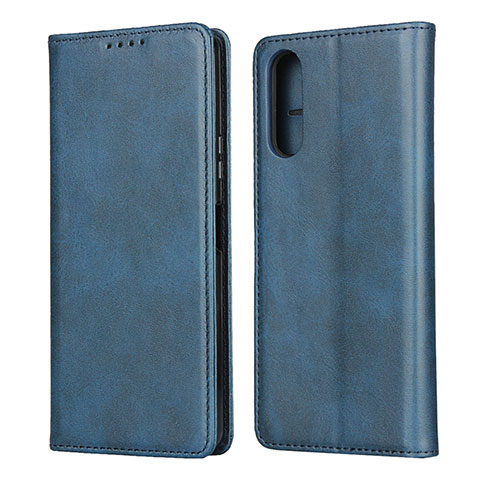 Custodia Portafoglio In Pelle Cover con Supporto L03 per Sony Xperia 10 II Blu