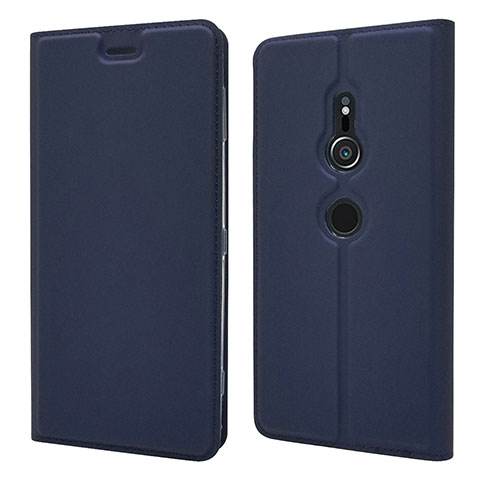 Custodia Portafoglio In Pelle Cover con Supporto L03 per Sony Xperia XZ2 Blu