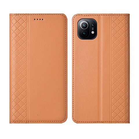 Custodia Portafoglio In Pelle Cover con Supporto L03 per Xiaomi Mi 11 Lite 5G Arancione