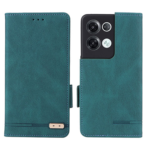 Custodia Portafoglio In Pelle Cover con Supporto L03Z per Oppo Reno8 Pro 5G Verde