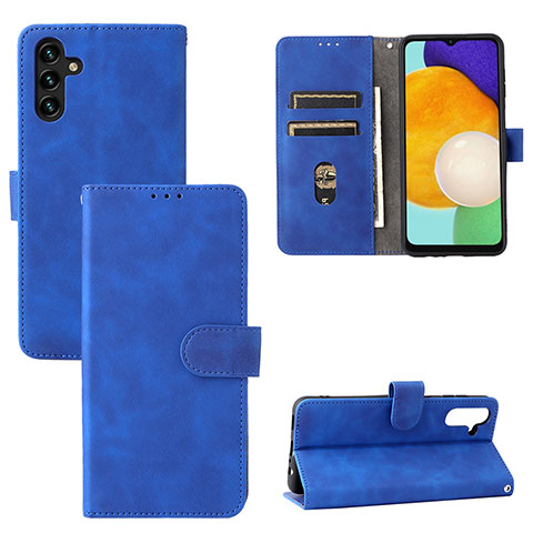 Custodia Portafoglio In Pelle Cover con Supporto L03Z per Samsung Galaxy A04s Blu