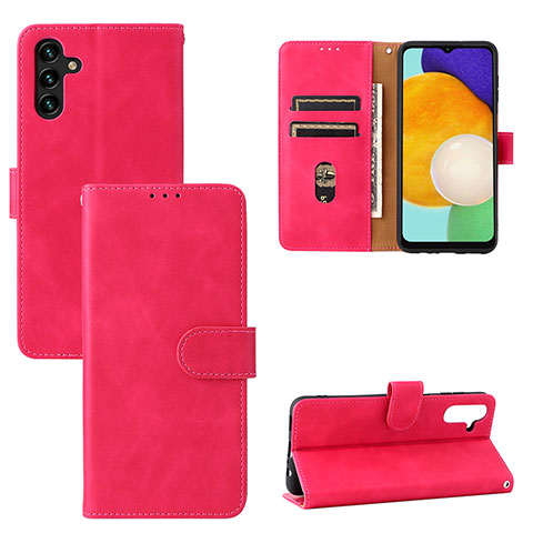 Custodia Portafoglio In Pelle Cover con Supporto L03Z per Samsung Galaxy A04s Rosa Caldo