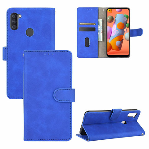 Custodia Portafoglio In Pelle Cover con Supporto L03Z per Samsung Galaxy A11 Blu