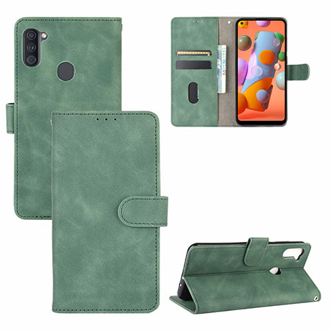 Custodia Portafoglio In Pelle Cover con Supporto L03Z per Samsung Galaxy A11 Verde