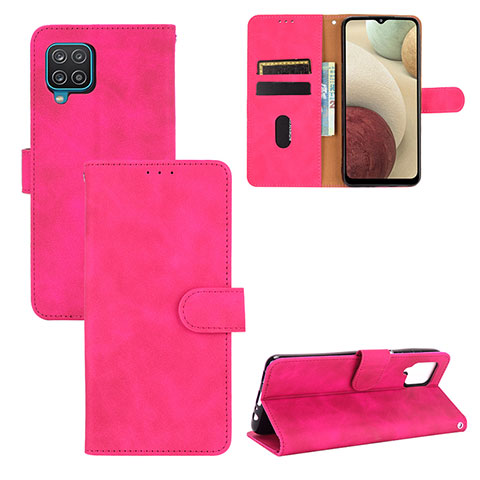 Custodia Portafoglio In Pelle Cover con Supporto L03Z per Samsung Galaxy A12 5G Rosa Caldo