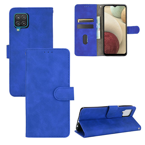 Custodia Portafoglio In Pelle Cover con Supporto L03Z per Samsung Galaxy A12 Nacho Blu