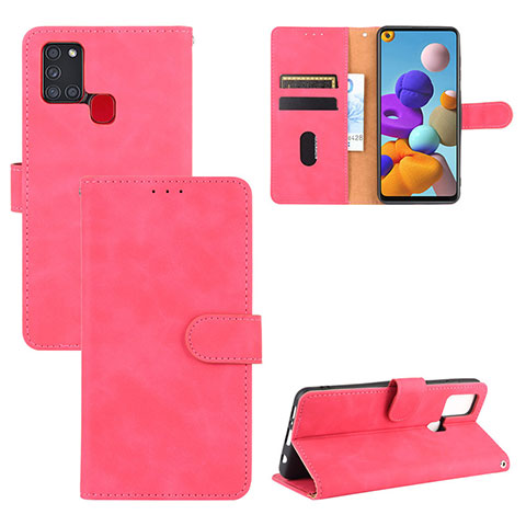 Custodia Portafoglio In Pelle Cover con Supporto L03Z per Samsung Galaxy A21s Rosa Caldo