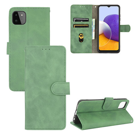 Custodia Portafoglio In Pelle Cover con Supporto L03Z per Samsung Galaxy A22 5G Verde