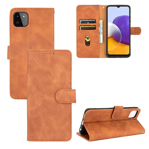 Custodia Portafoglio In Pelle Cover con Supporto L03Z per Samsung Galaxy A22s 5G Marrone