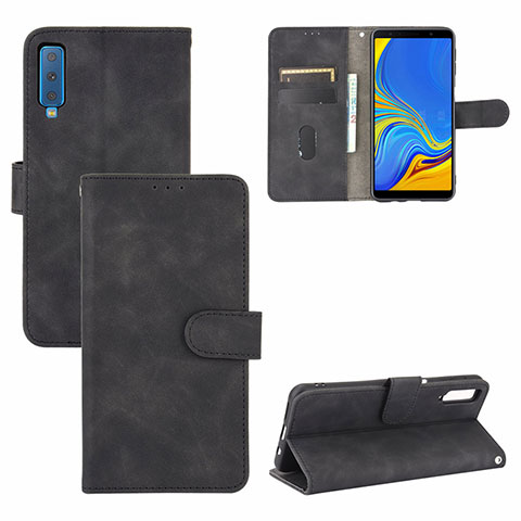 Custodia Portafoglio In Pelle Cover con Supporto L03Z per Samsung Galaxy A7 (2018) A750 Nero