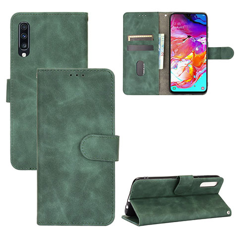 Custodia Portafoglio In Pelle Cover con Supporto L03Z per Samsung Galaxy A70 Verde