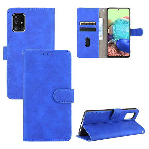 Custodia Portafoglio In Pelle Cover con Supporto L03Z per Samsung Galaxy A71 4G A715 Blu