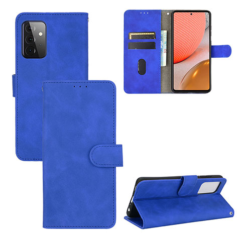 Custodia Portafoglio In Pelle Cover con Supporto L03Z per Samsung Galaxy A72 4G Blu