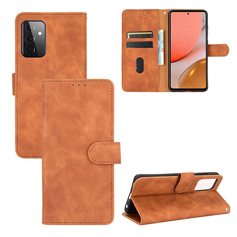 Custodia Portafoglio In Pelle Cover con Supporto L03Z per Samsung Galaxy A72 4G Marrone