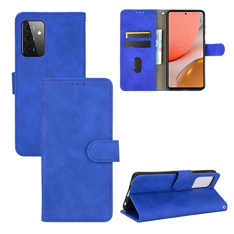 Custodia Portafoglio In Pelle Cover con Supporto L03Z per Samsung Galaxy A72 5G Blu