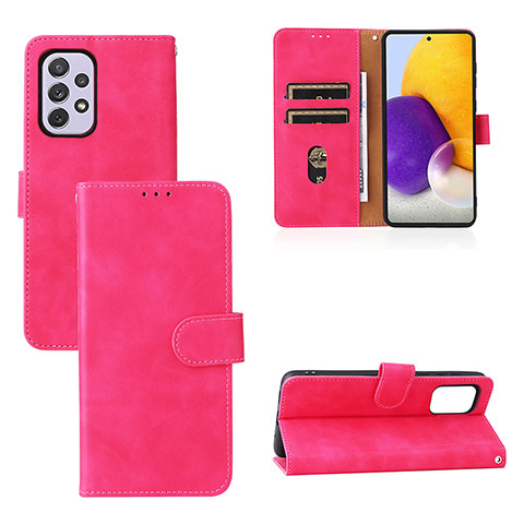 Custodia Portafoglio In Pelle Cover con Supporto L03Z per Samsung Galaxy A73 5G Rosa Caldo