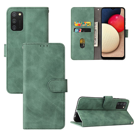 Custodia Portafoglio In Pelle Cover con Supporto L03Z per Samsung Galaxy F02S SM-E025F Verde